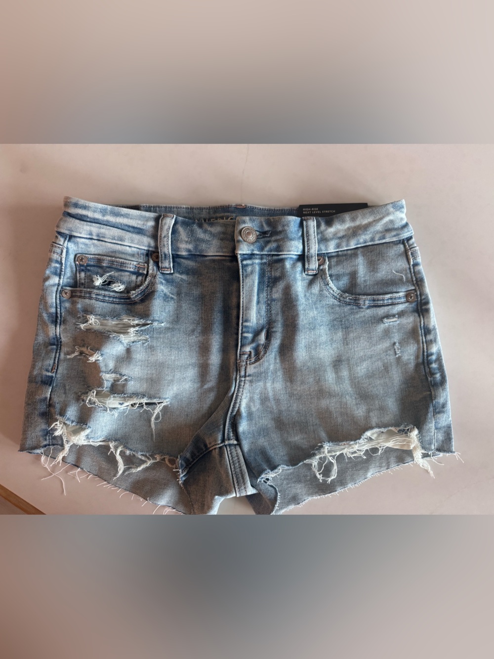 American Eagle Outfitters Light Blue Distressed Jean Shorts